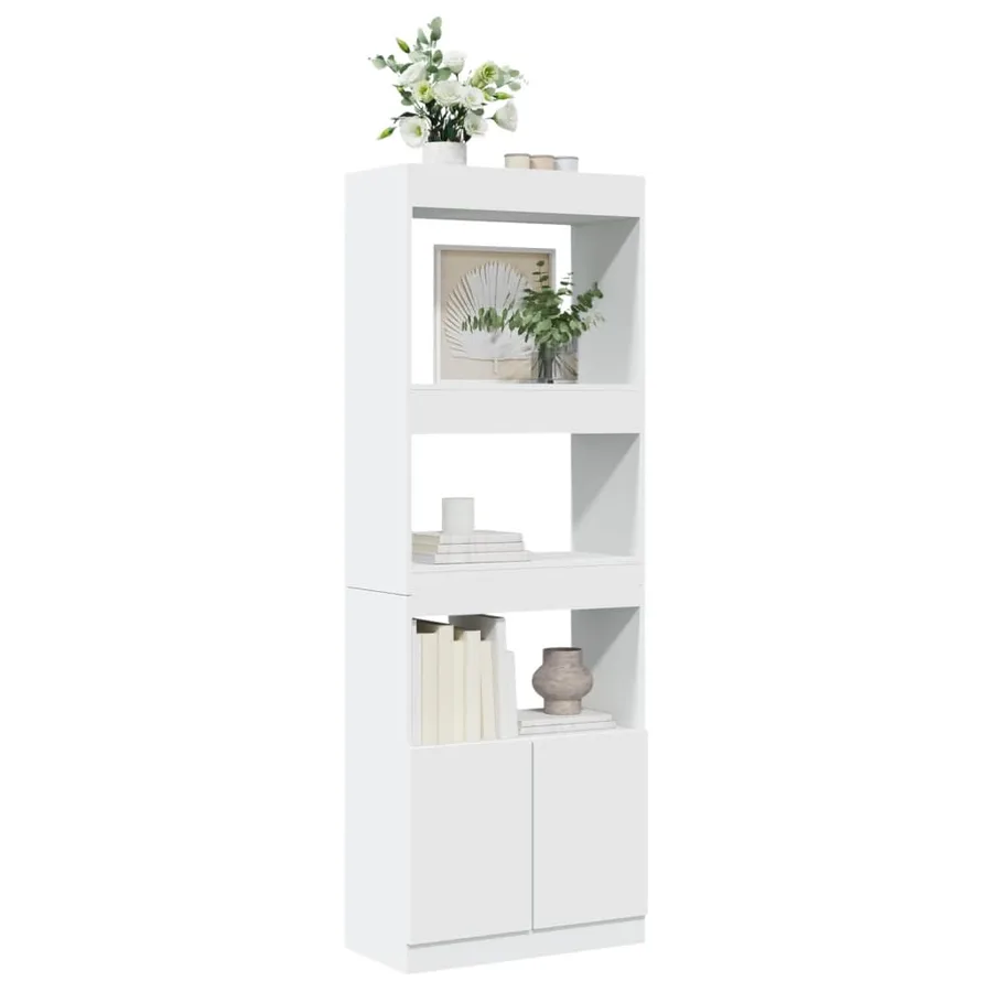 Buffet haut 63x33x180 cm blanc bois d'ingénierie - 4