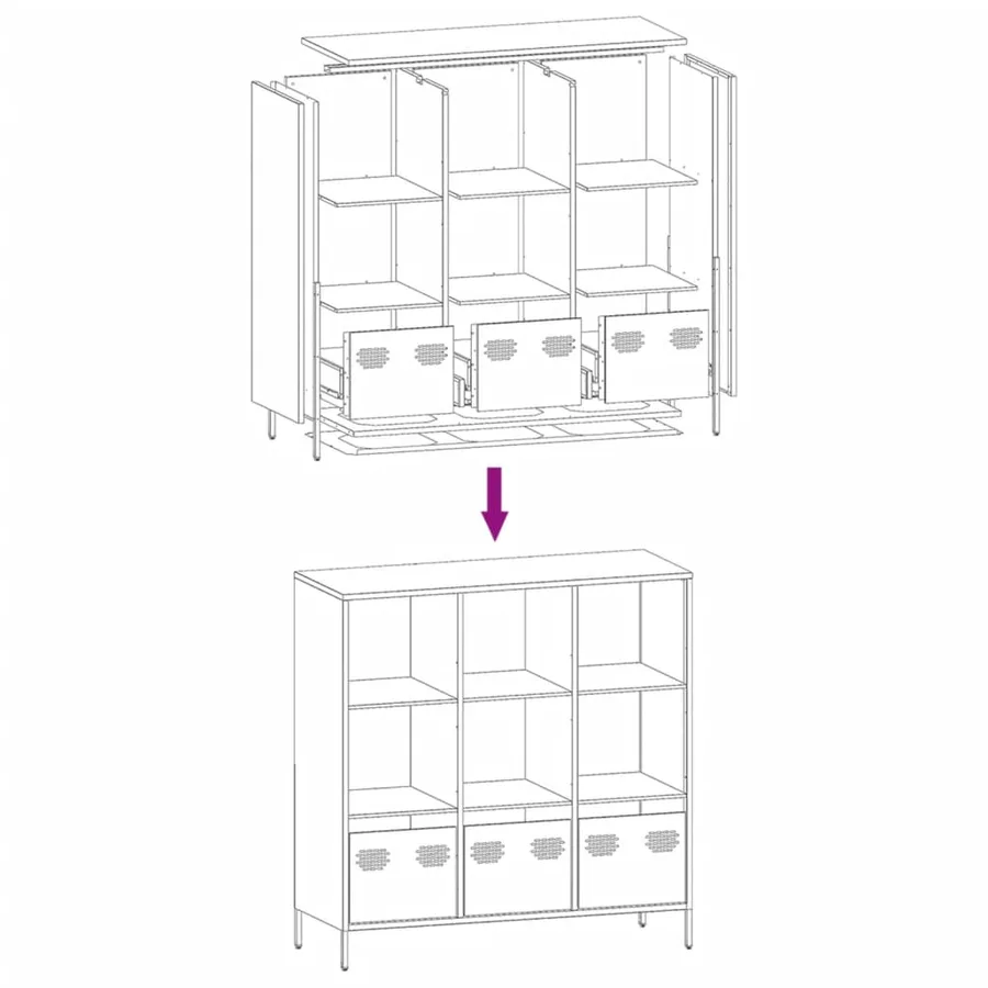 Buffet haut anthracite 101,5x39x103,5 cm acier - 11