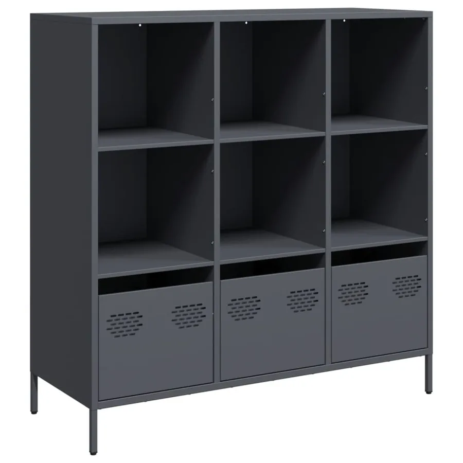 Buffet haut anthracite 101,5x39x103,5 cm acier - 2