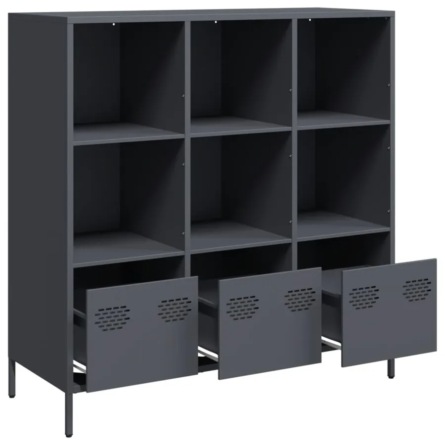 Buffet haut anthracite 101,5x39x103,5 cm acier - 4