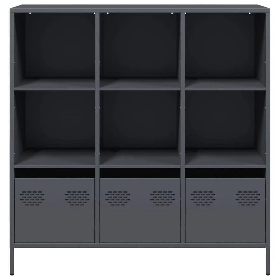 Buffet haut anthracite 101,5x39x103,5 cm acier - 5