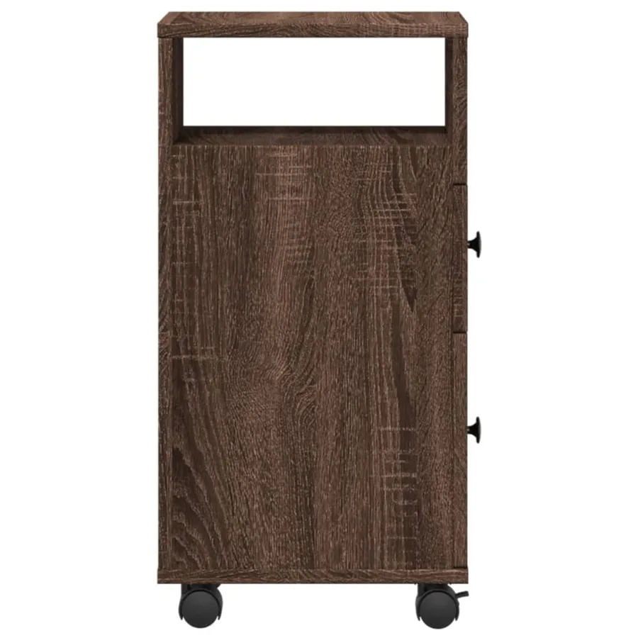 Meuble étroit de salle de bain à roulettes chêne marron - 5