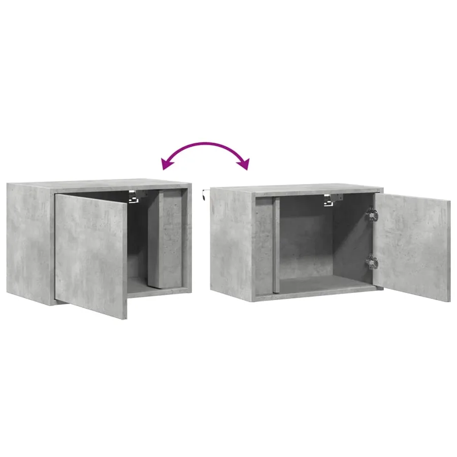 Table de chevet murale avec lumières LED gris béton - 10