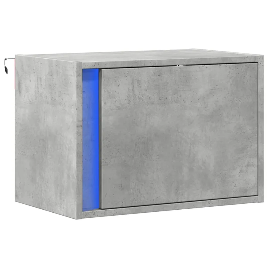 Table de chevet murale avec lumières LED gris béton - 3