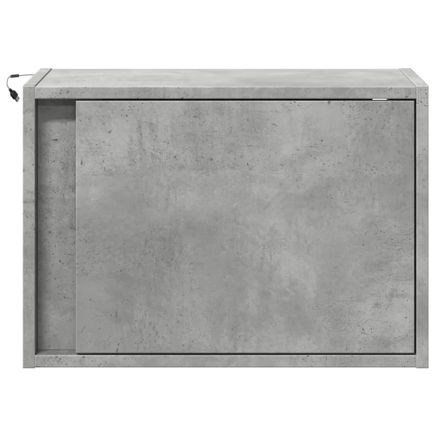Table de chevet murale avec lumières LED gris béton - 6
