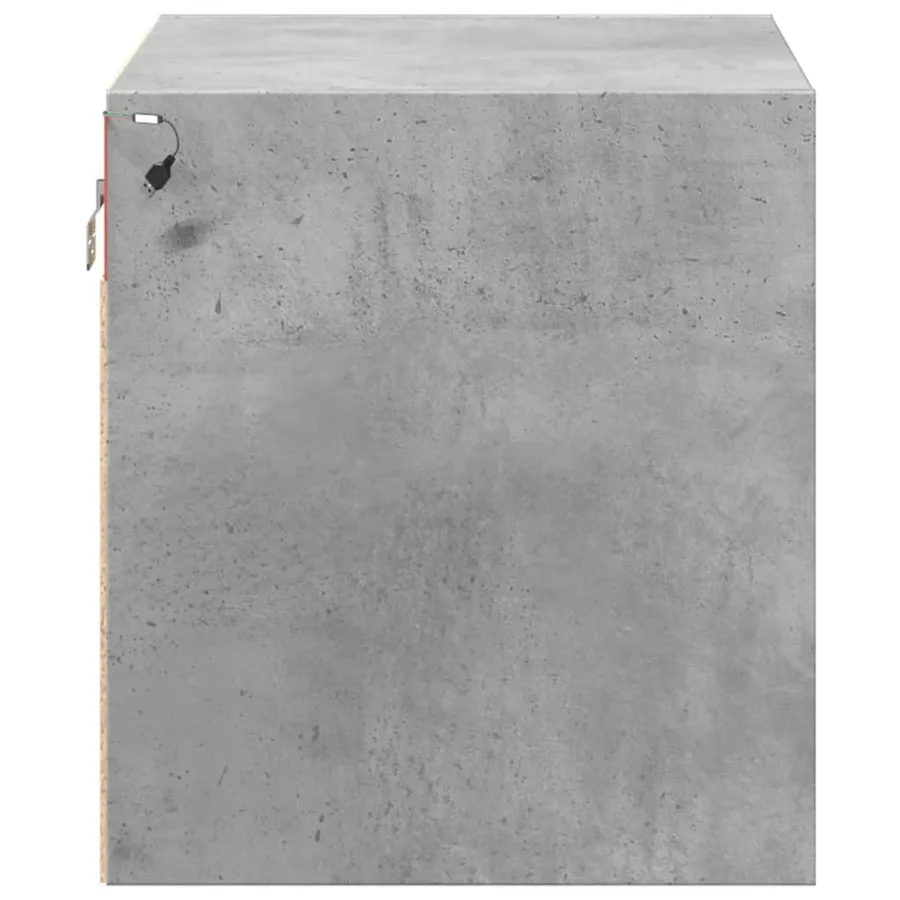 Table de chevet murale avec lumières LED gris béton - 8
