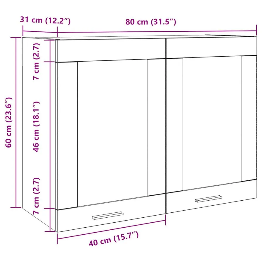 Vitrine suspendue "Lyon" Chêne artisanal 80 x 31 x 60 cm Bois d'ingénierie - 10