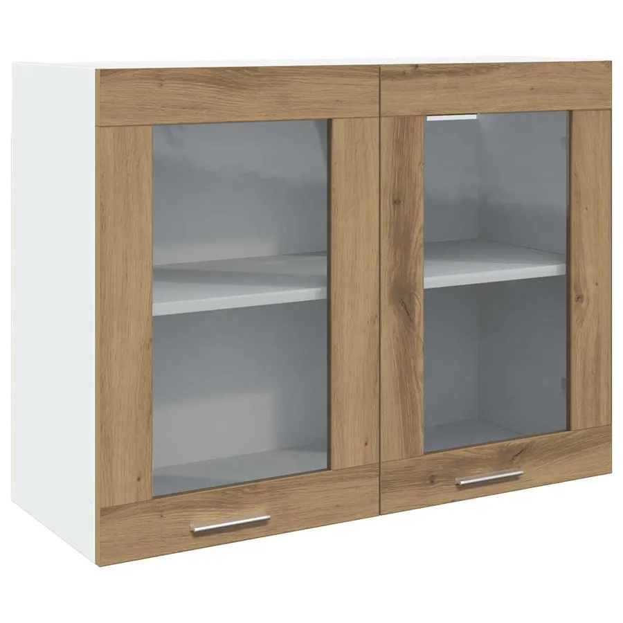 Vitrine suspendue "Lyon" Chêne artisanal 80 x 31 x 60 cm Bois d'ingénierie - 2