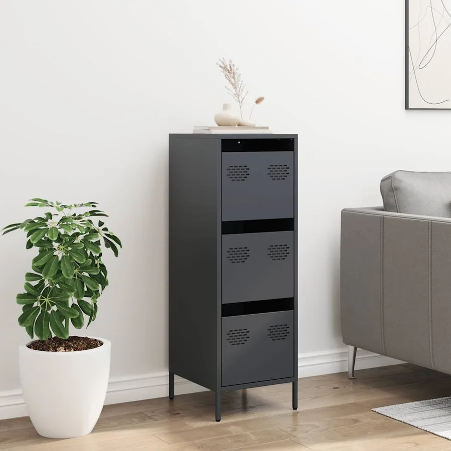 Buffet haut anthracite 39x35x103,5 cm acier - 3