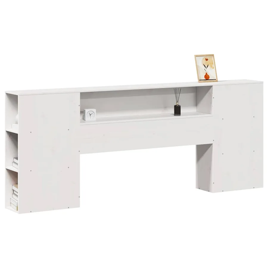 Tête de lit avec rangement blanc 200 cm bois massif de pin - 2
