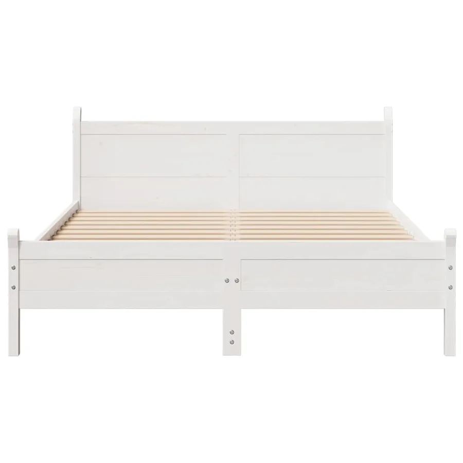 Cadre de lit sans matelas blanc 150x200 cm bois de pin massif - 4