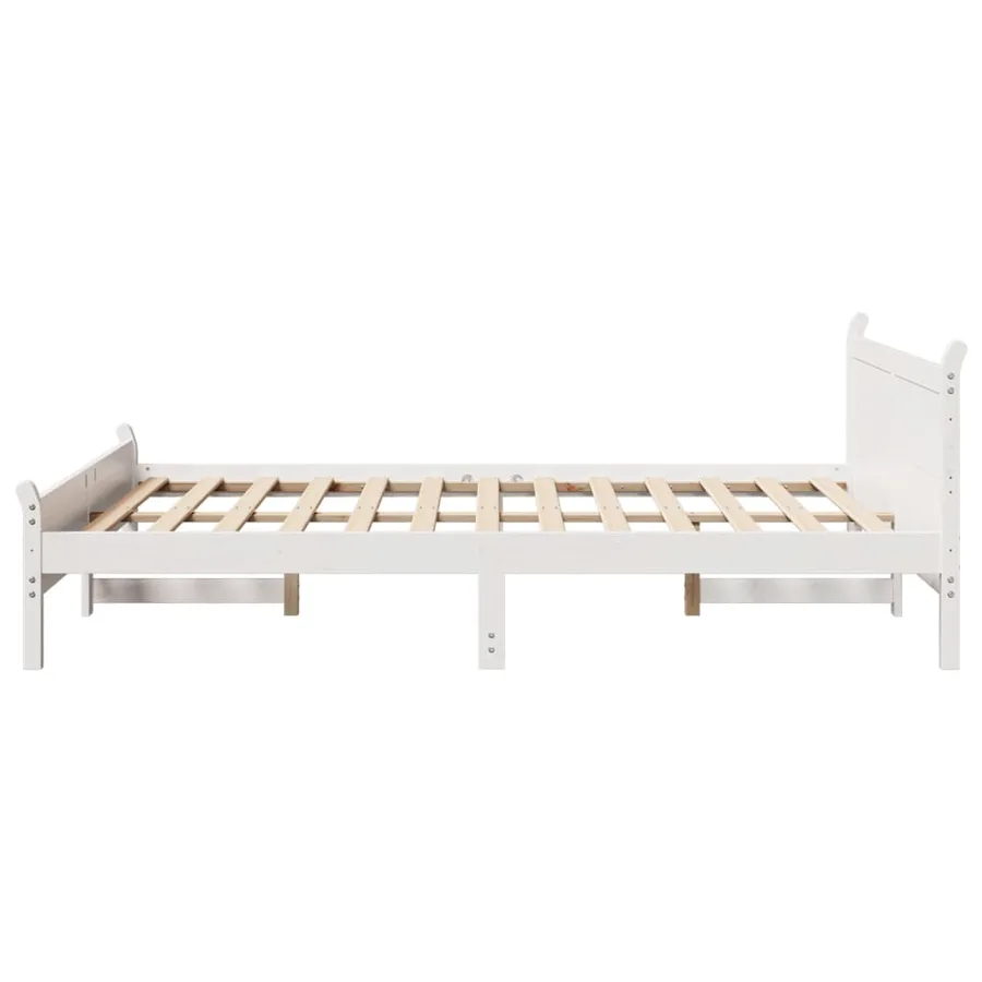 Cadre de lit sans matelas blanc 150x200 cm bois de pin massif - 5