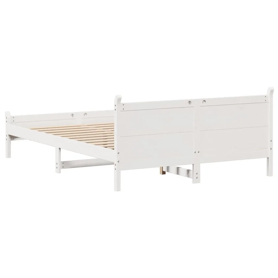 Cadre de lit sans matelas blanc 120x190 cm bois de pin massif - 6