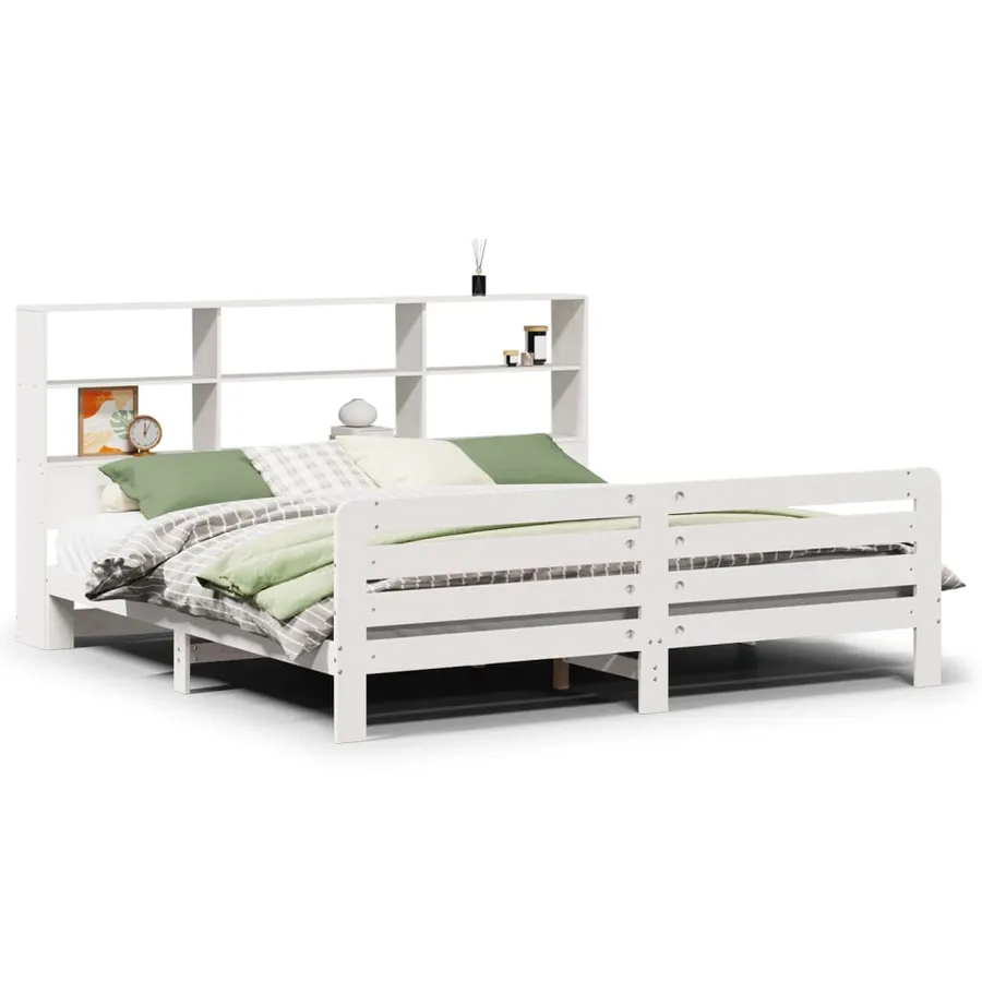 Cadre de lit sans matelas blanc 180x200 cm bois massif de pin - 2
