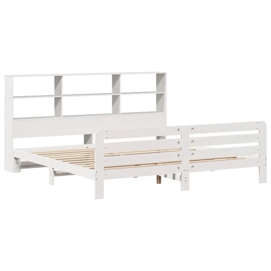 Cadre de lit sans matelas blanc 180x200 cm bois massif de pin - 3