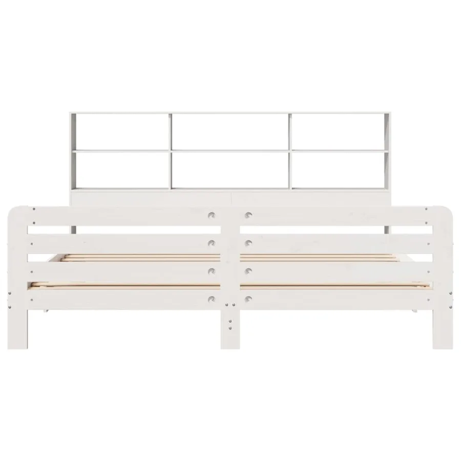 Cadre de lit sans matelas blanc 180x200 cm bois massif de pin - 4