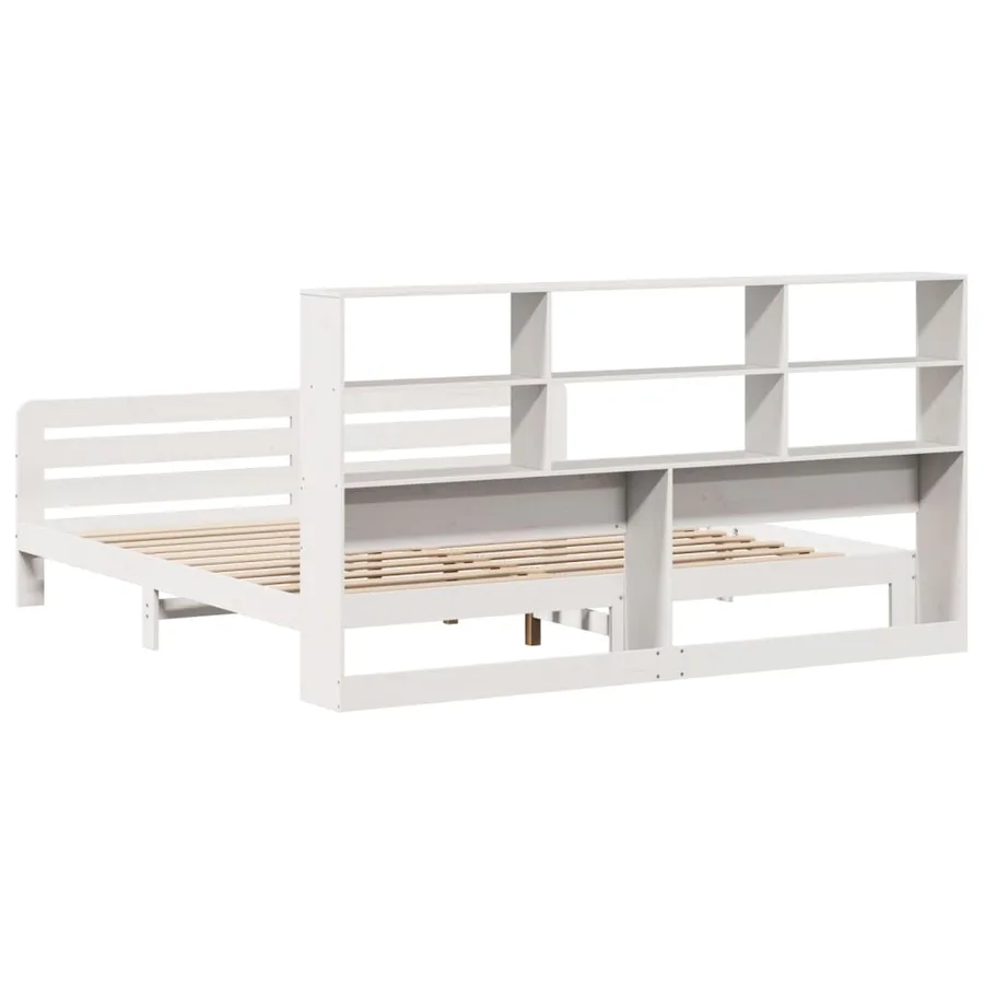 Cadre de lit sans matelas blanc 180x200 cm bois massif de pin - 6