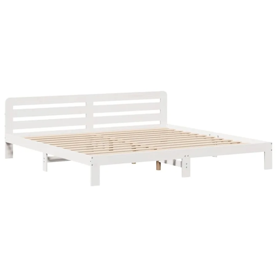 Cadre de lit sans matelas blanc 180x200 cm bois massif de pin - 8