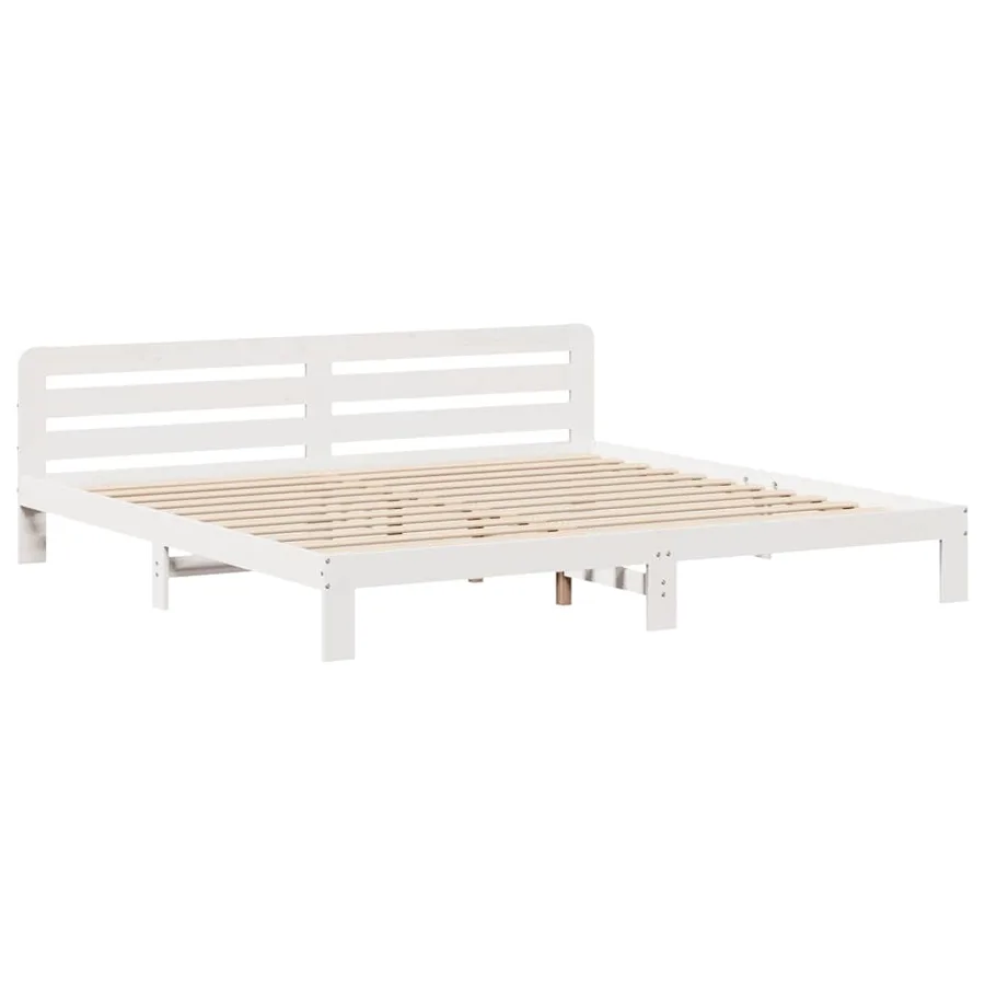 Cadre de lit sans matelas blanc 180x200 cm bois massif de pin - 5