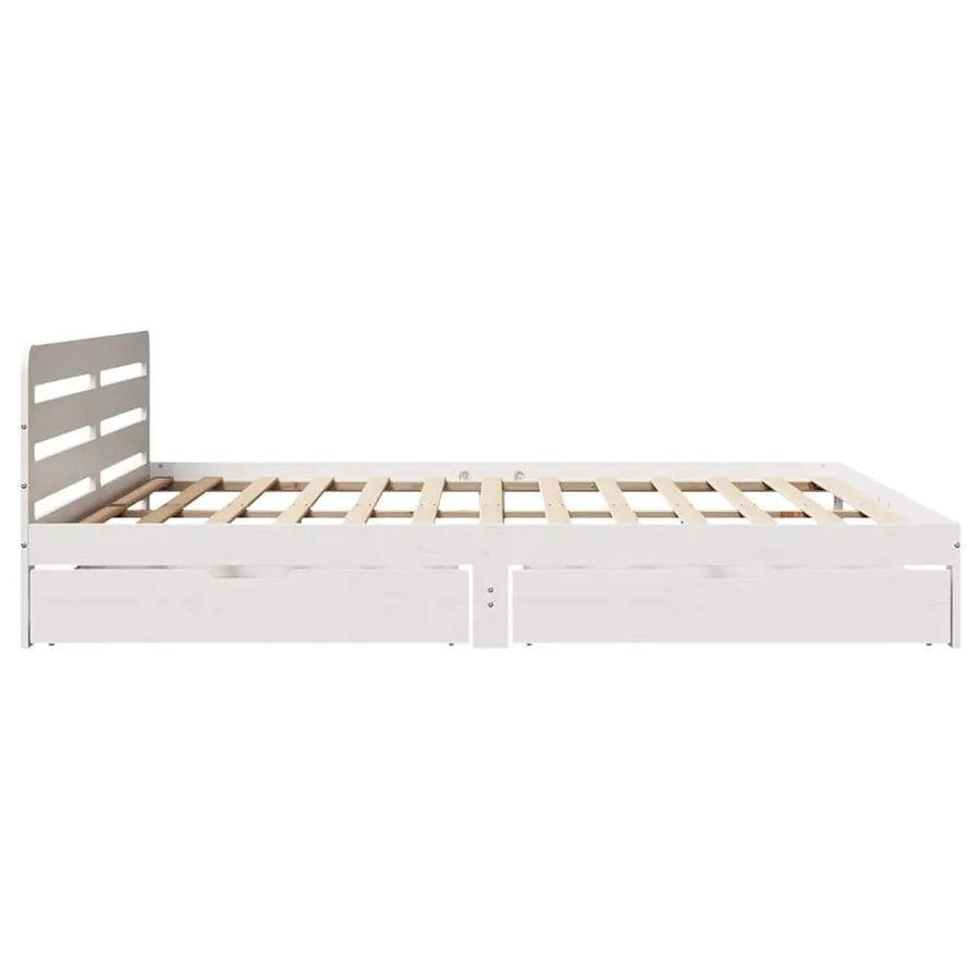 Cadre de lit sans matelas blanc 180x200 cm bois massif de pin - 7
