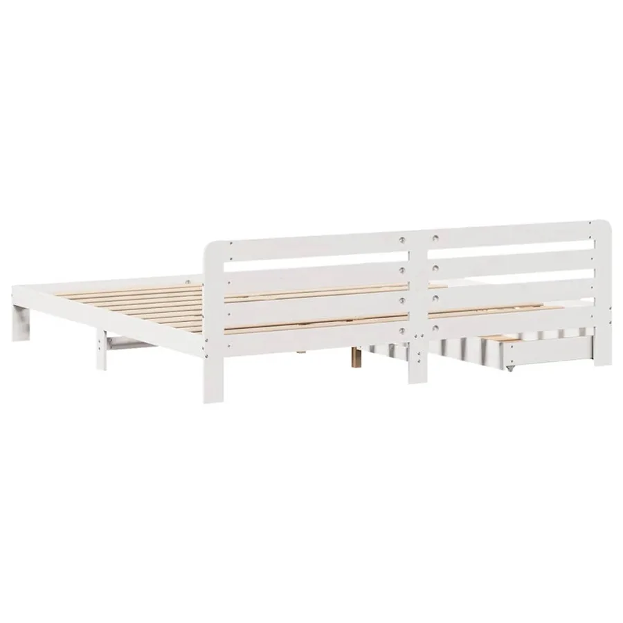 Cadre de lit sans matelas blanc 180x200 cm bois massif de pin - 8