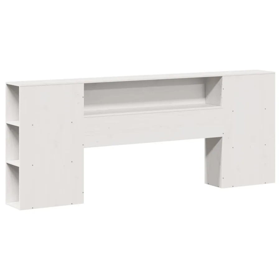 Lit bibliothèque sans matelas blanc 200x200 cm bois pin massif - 7