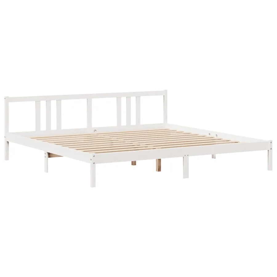 Lit bibliothèque sans matelas blanc 200x200 cm bois pin massif - 8
