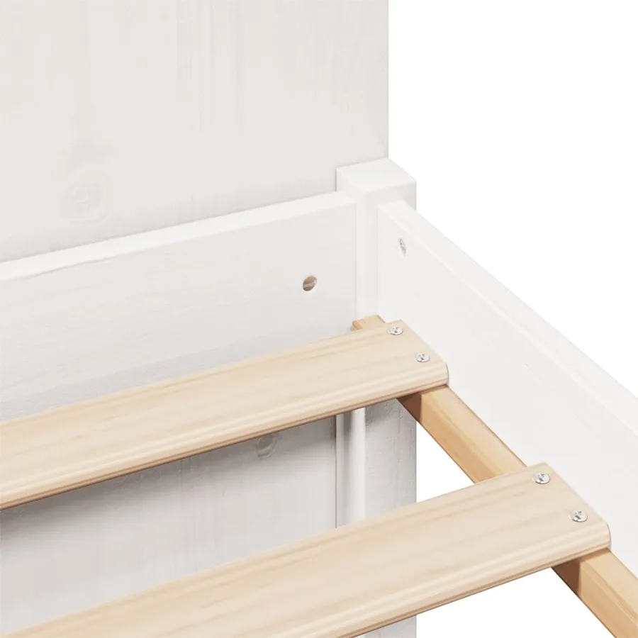 Lit bibliothèque sans matelas blanc 200x200 cm bois pin massif - 9