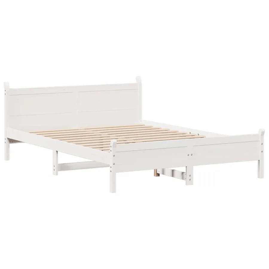 Cadre de lit sans matelas blanc 140x190 cm bois de pin massif - 3