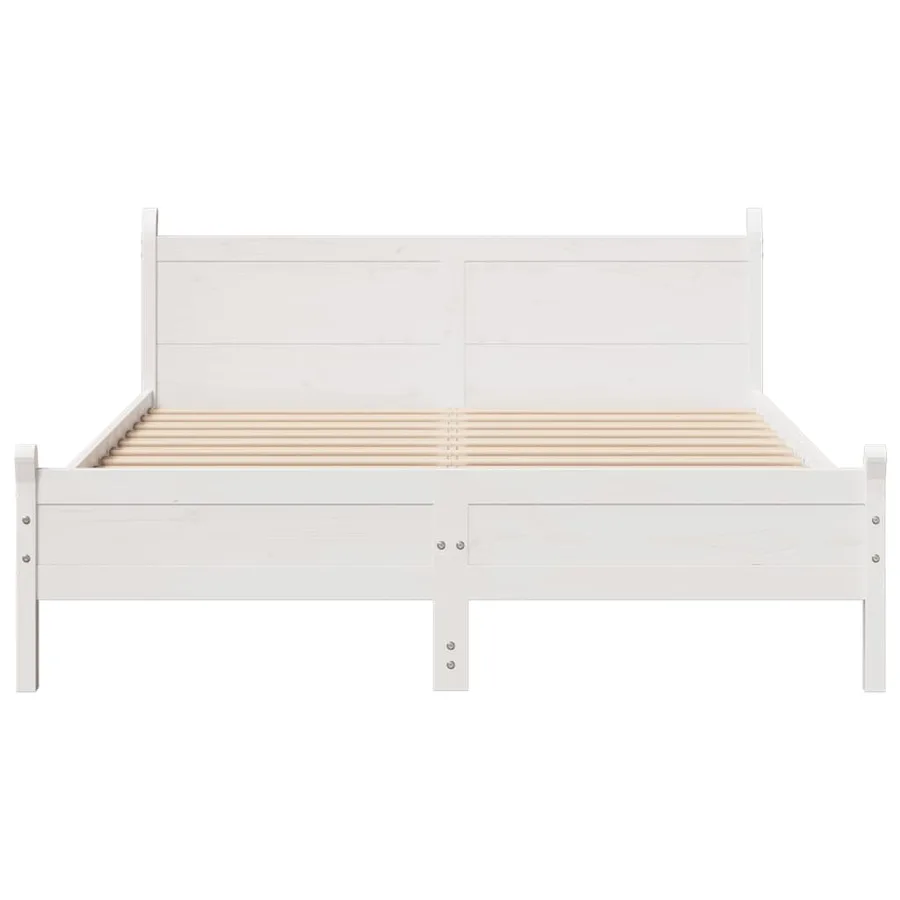 Cadre de lit sans matelas blanc 140x190 cm bois de pin massif - 4
