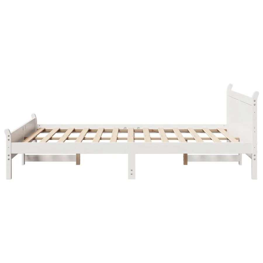 Cadre de lit sans matelas blanc 140x190 cm bois de pin massif - 5