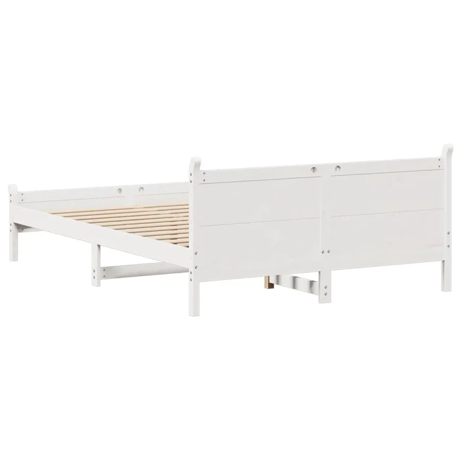 Cadre de lit sans matelas blanc 140x190 cm bois de pin massif - 6