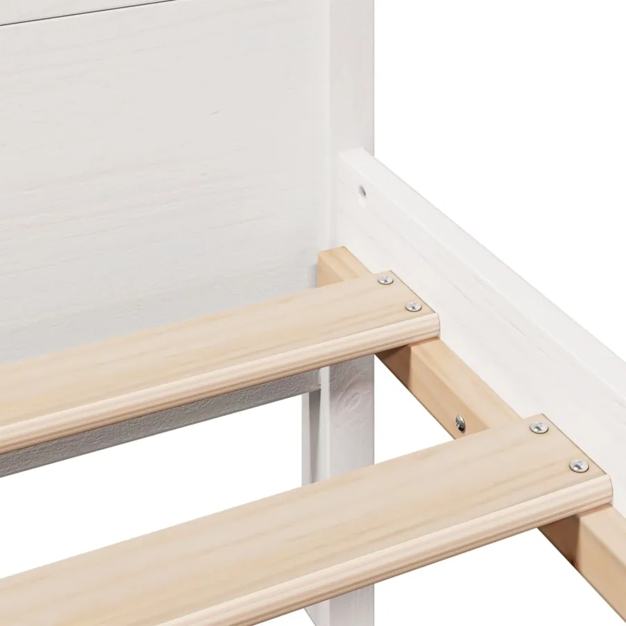 Cadre de lit sans matelas blanc 140x190 cm bois de pin massif - 7