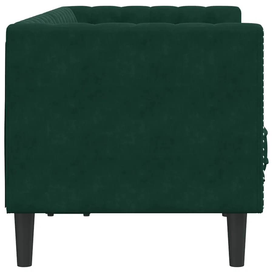 Canapé Chesterfield avec traversins 2 places vert foncé velours - 5
