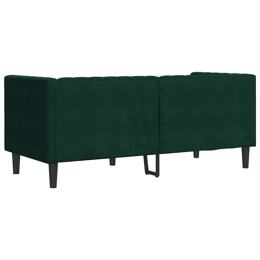 Canapé Chesterfield avec traversins 2 places vert foncé velours - 6