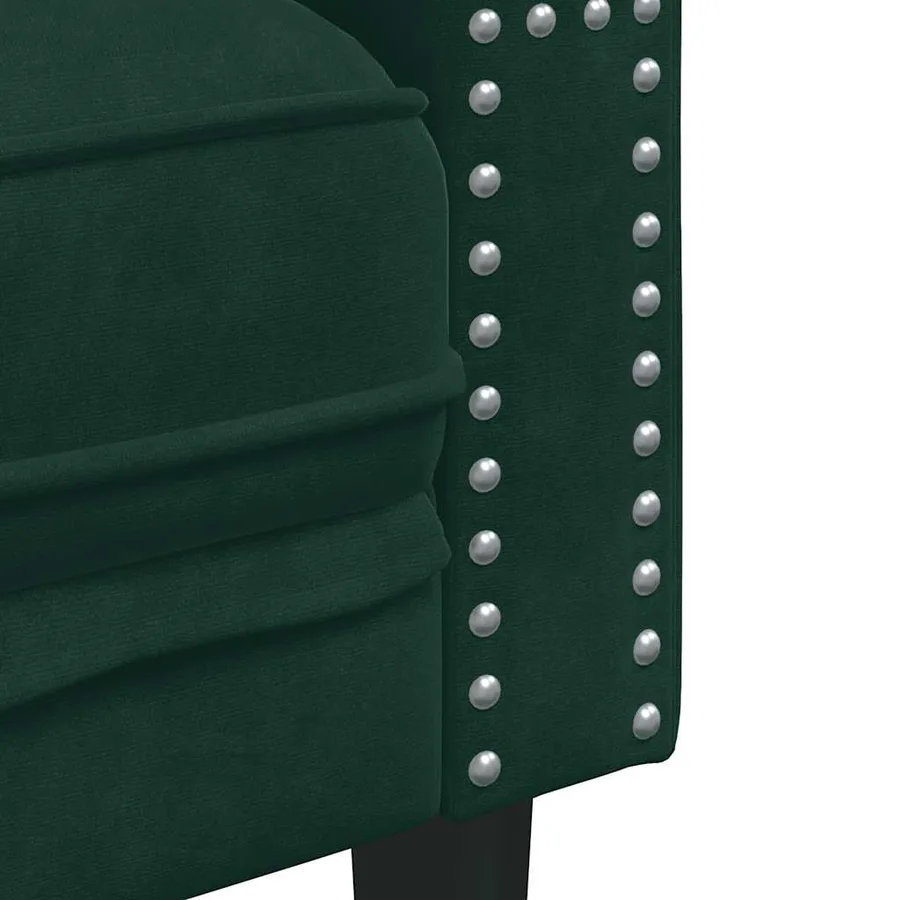 Canapé Chesterfield avec traversins 2 places vert foncé velours - 7