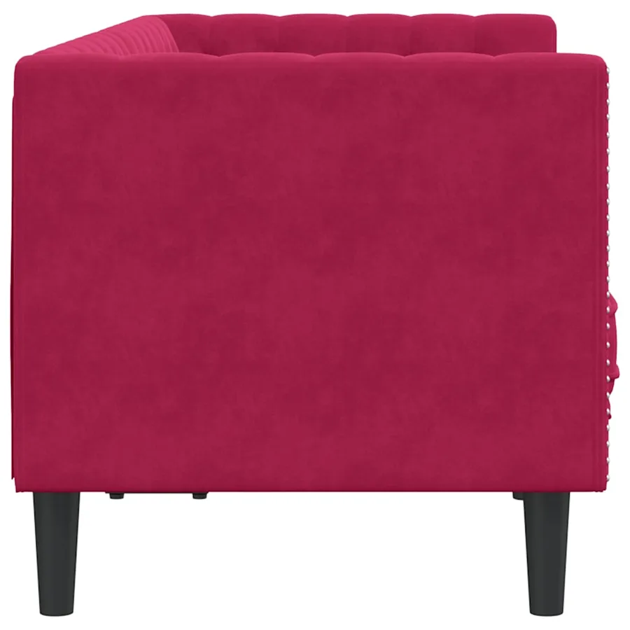 Canapé Chesterfield avec traversins 2 places velours - 5