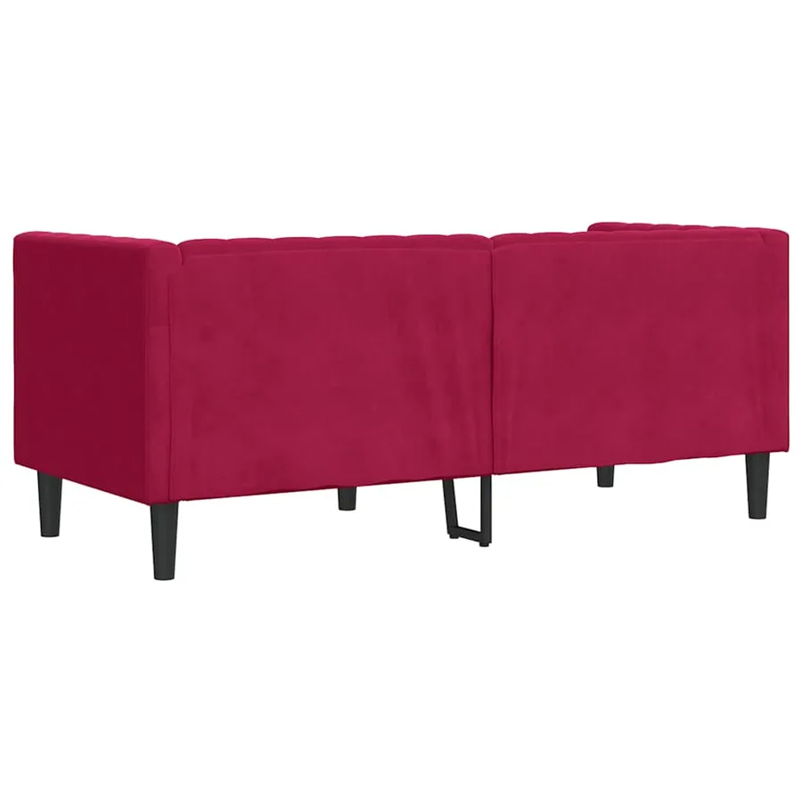 Canapé Chesterfield avec traversins 2 places velours - 6