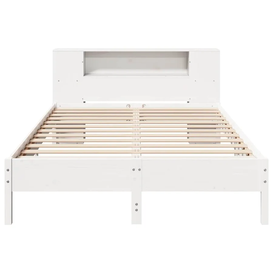 Lit bibliothèque sans matelas blanc 160x200 cm bois pin massif - 4
