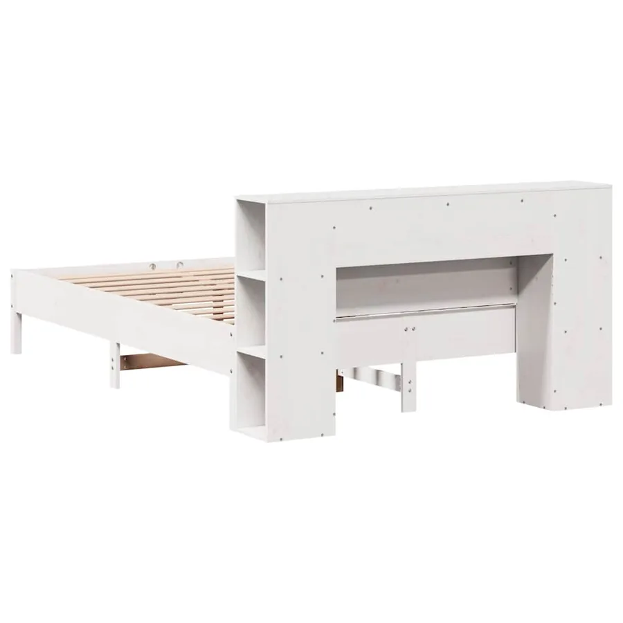 Lit bibliothèque sans matelas blanc 160x200 cm bois pin massif - 6