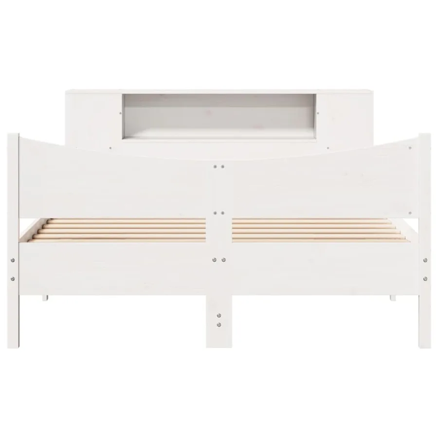 Cadre de lit sans matelas blanc 160x200 cm bois de pin massif - 4