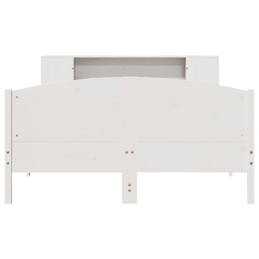 Lit bibliothèque sans matelas blanc 160x200 cm bois pin massif - 4