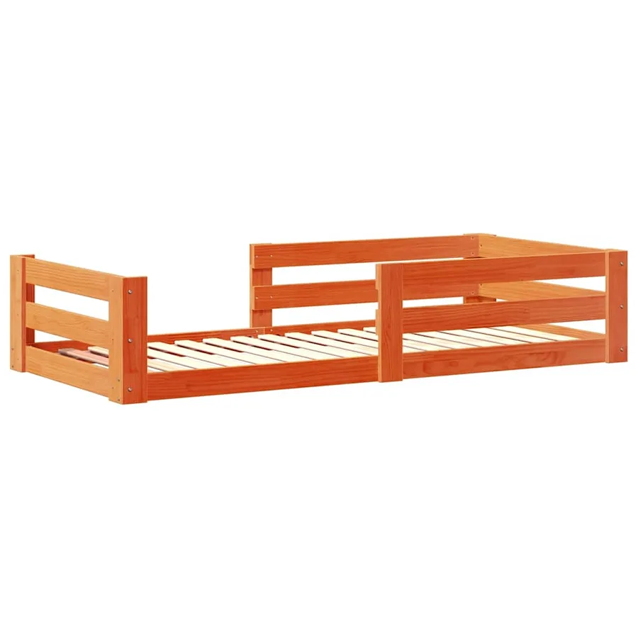 Cadre de lit sans matelas cire marron 100x200cm bois pin massif - 3