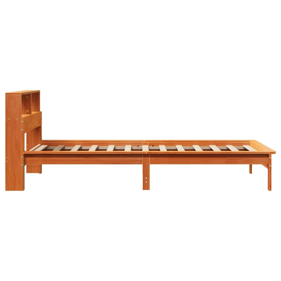 Lit bibliothèque sans matelas cire marron 90x190 cm pin massif - 5