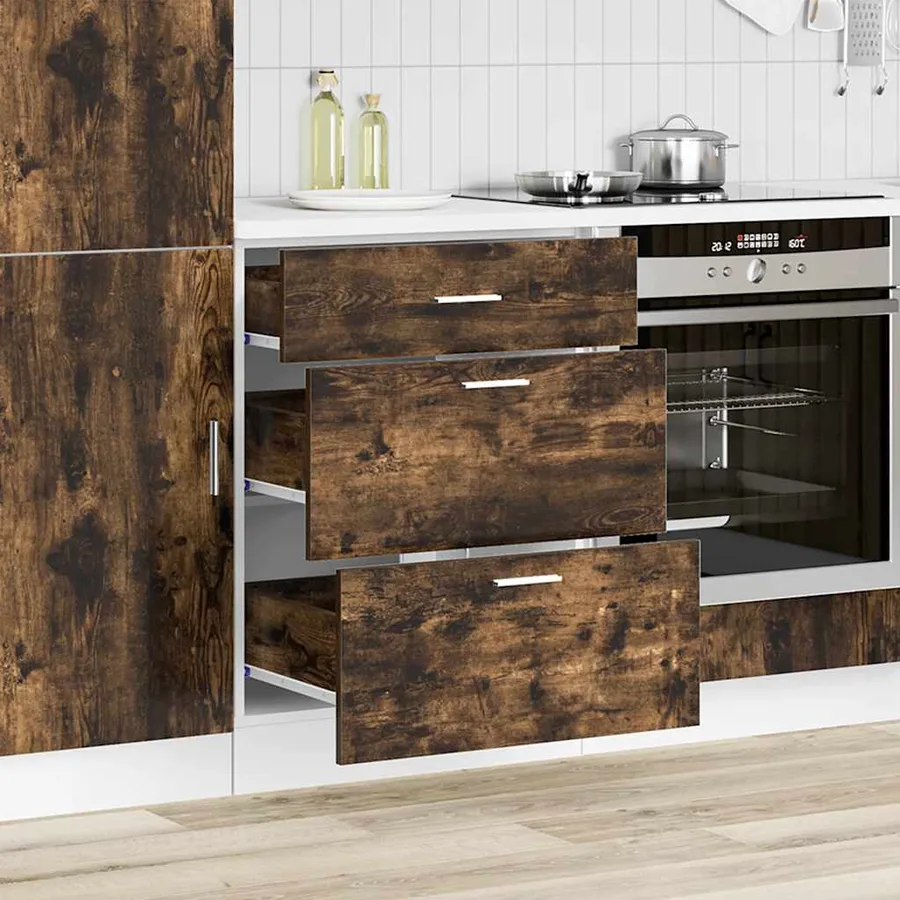 Meuble bas de cuisine "Lyon" Chêne fumé Bois d'ingénierie - 3