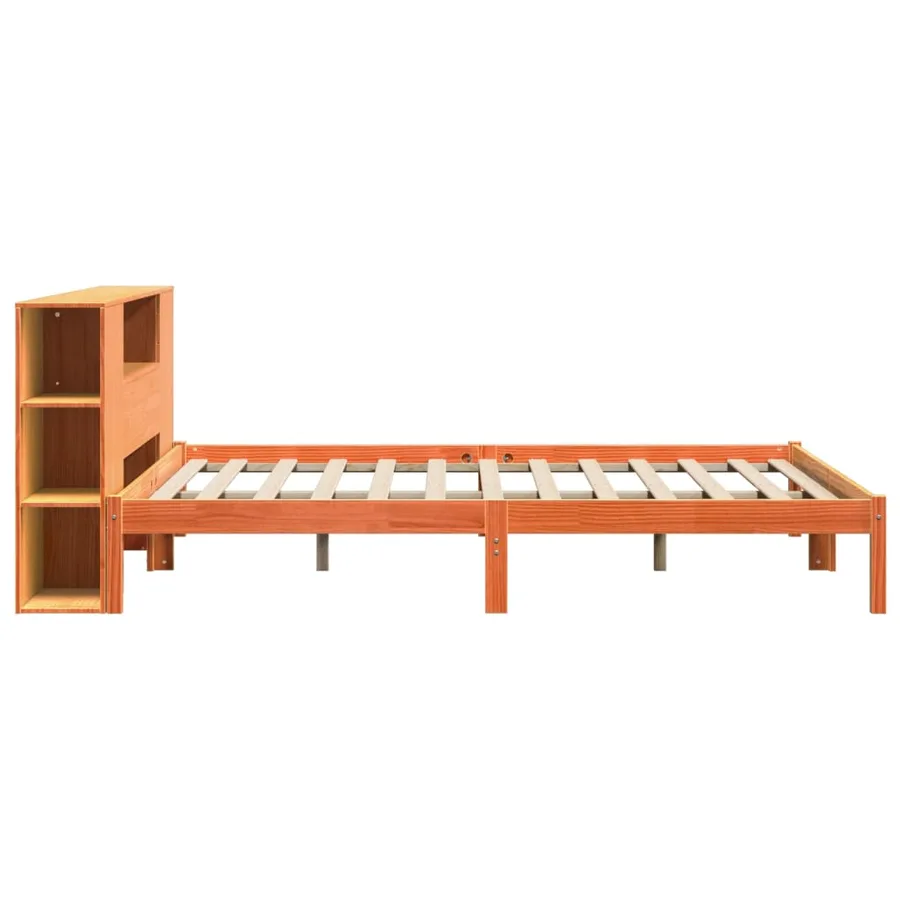 Lit bibliothèque sans matelas cire marron 180x200 cm pin massif - 5