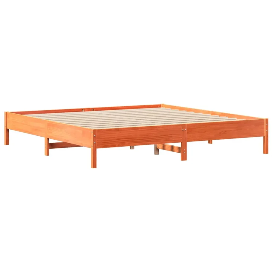 Lit bibliothèque sans matelas cire marron 180x200 cm pin massif - 8
