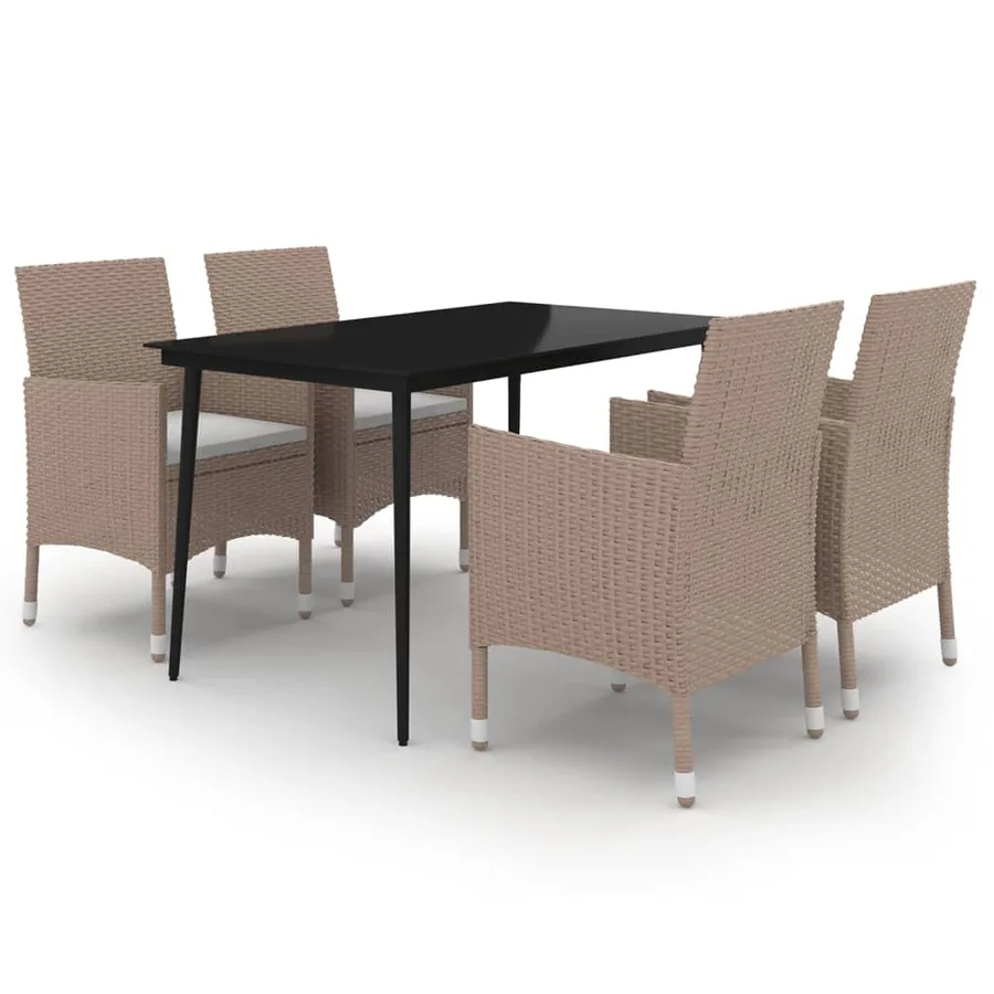 Ensemble à manger de jardin coussins 5 pcs Résine tressée Verre - 2