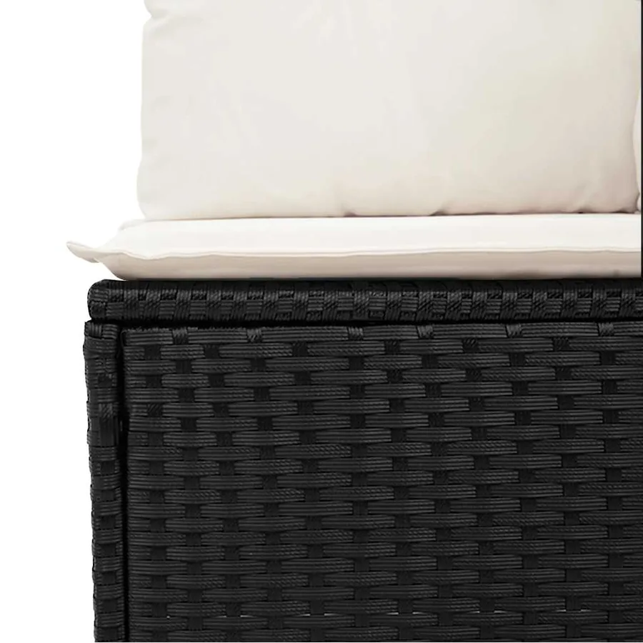 Salon de jardin 6 pcs avec coussins noir résine tressée - 10