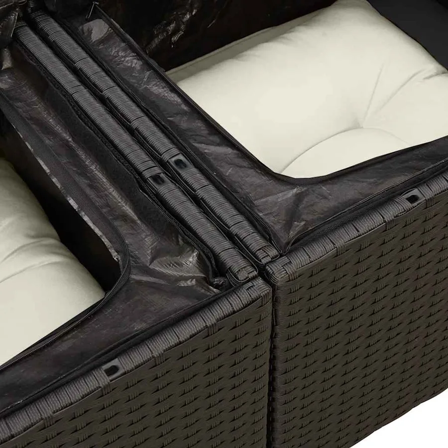 Salon de jardin 6 pcs avec coussins noir résine tressée - 11